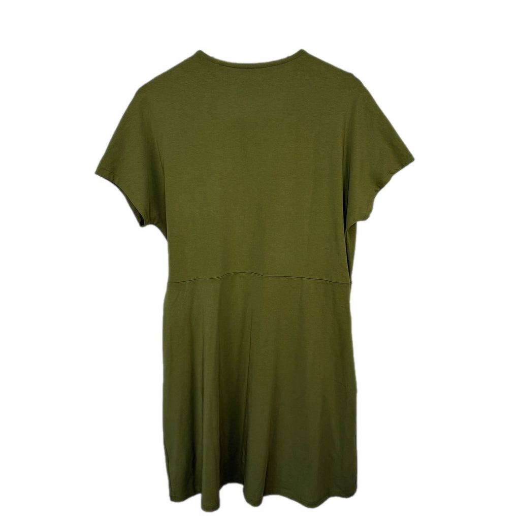 Lands' End Cotton Blend Tencel Green Wrap Dress - Women's Size L