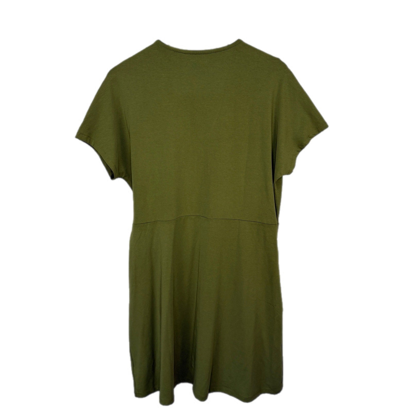 Lands' End Cotton Blend Tencel Green Wrap Dress - Women's Size L