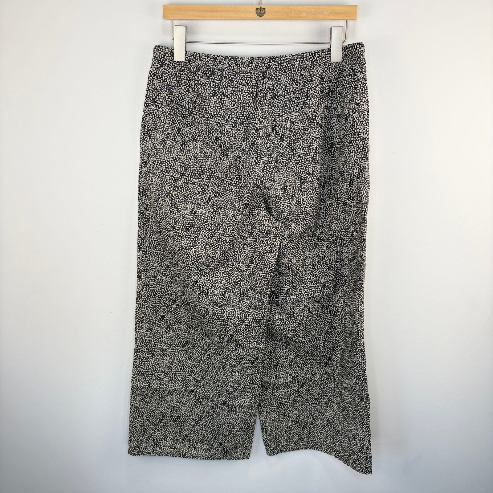 Eileen Fisher Crop Drawstring Printed Wide Leg Pants - Women's Size Small