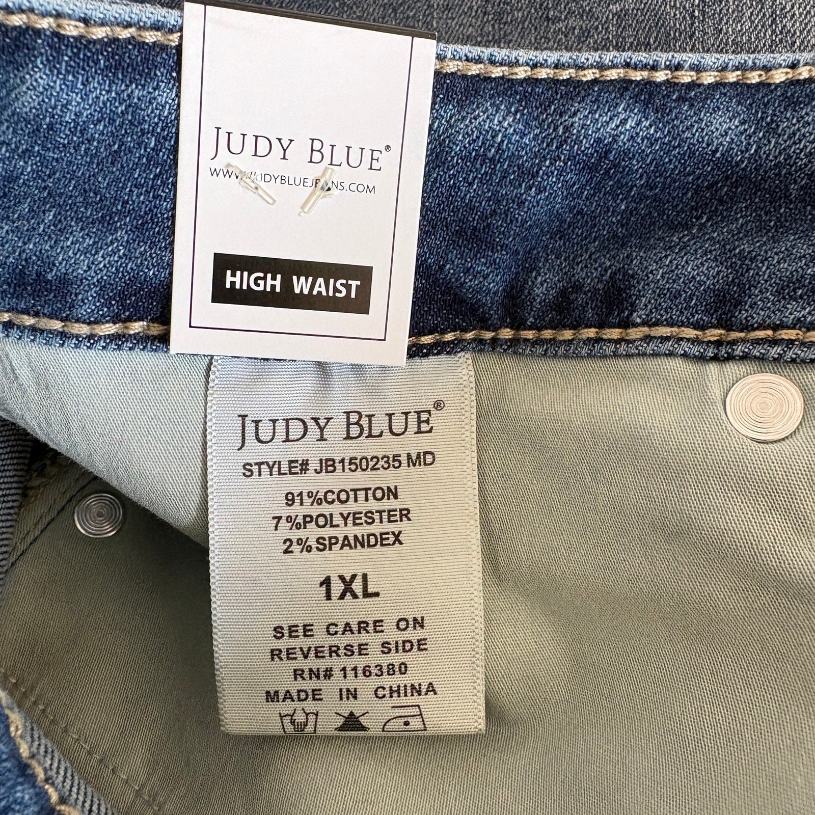 Judy Blue Tummy Control Top Denim Shorts NWT - Women's Size 1XL