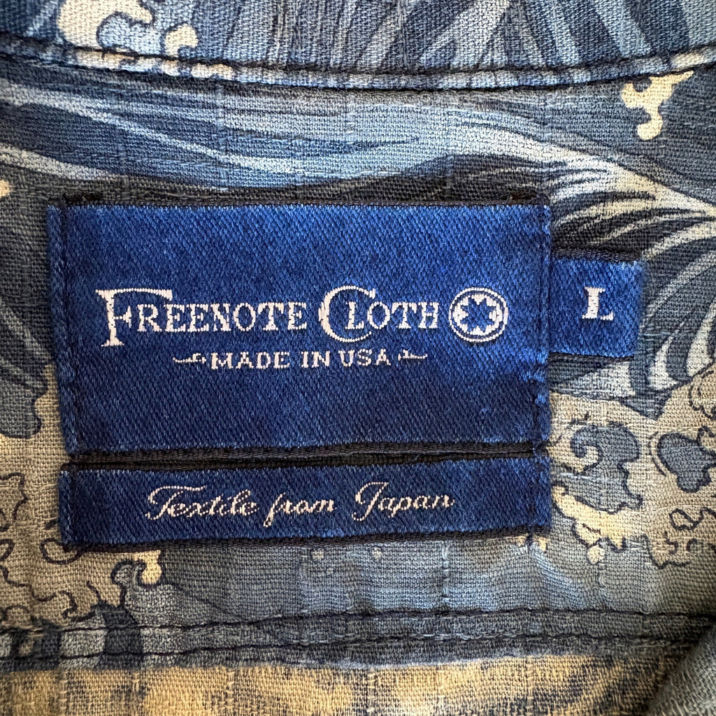 Freenote Cloth Japanese Ripstop Waves Seascape Hawaiian Shirt - Men's Size L