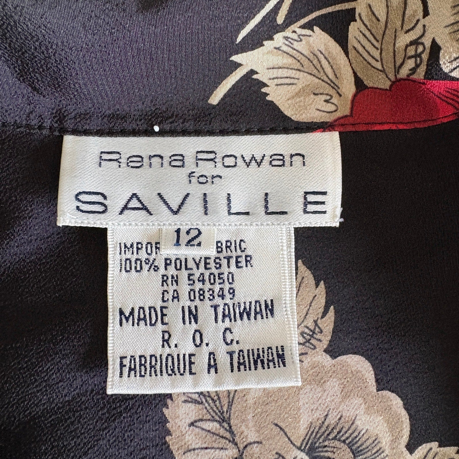 Vintage Black Red Floral Button Front Crop Shirt - Women's Size 12