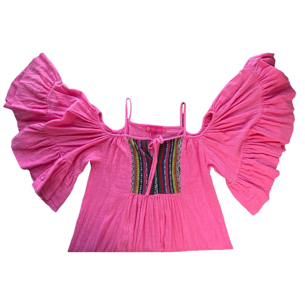 Macbeth Collection Margaret Josephs Pink Oversized Off Shoulder Tunic Shirt - M