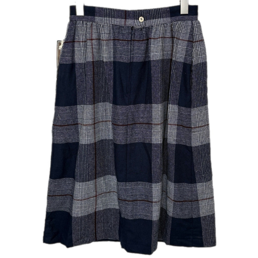 Vintage Blue Plaid Wool Blend Long Skirt - Women's Size 11/12