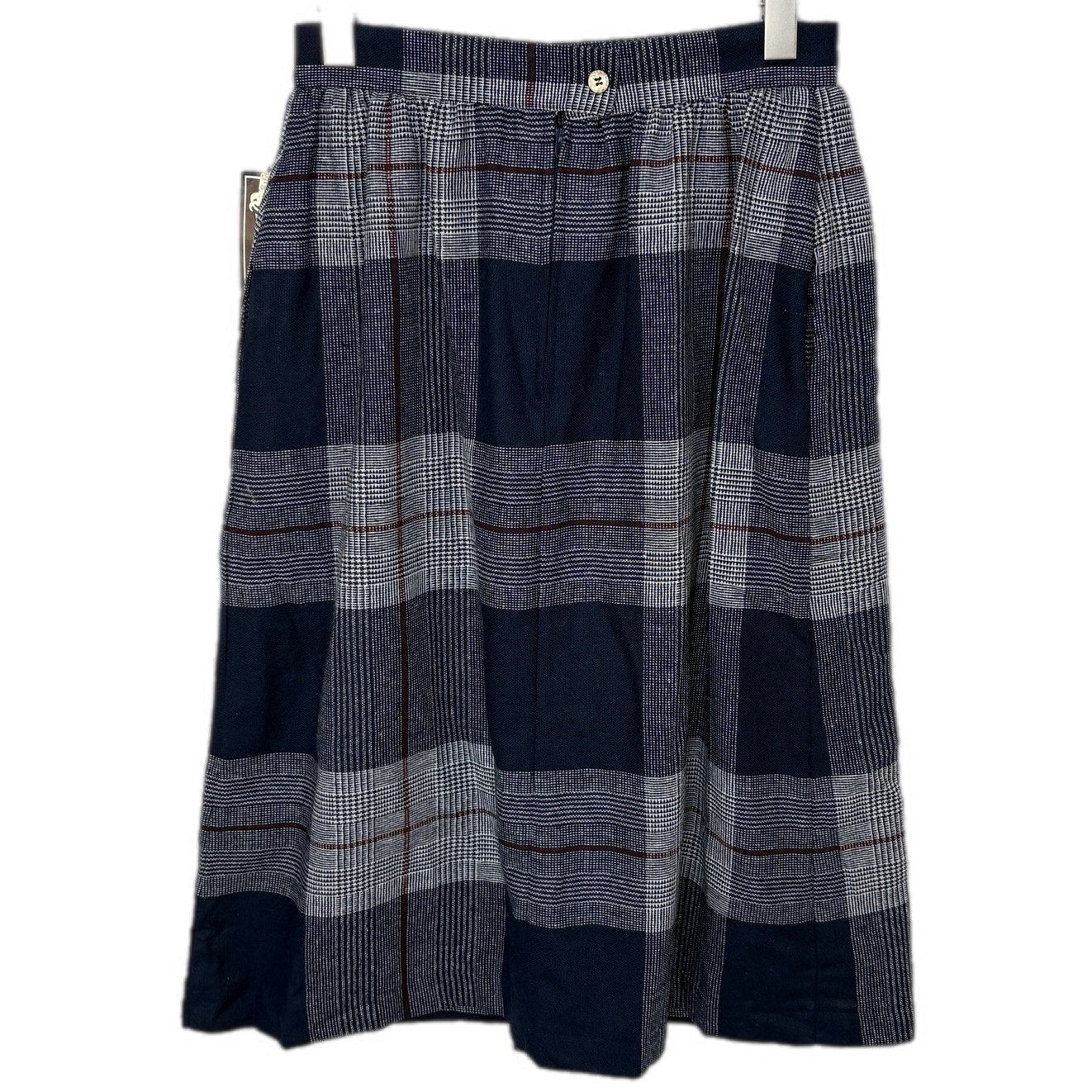 Vintage Blue Plaid Wool Blend Long Skirt - Women's Size 11/12