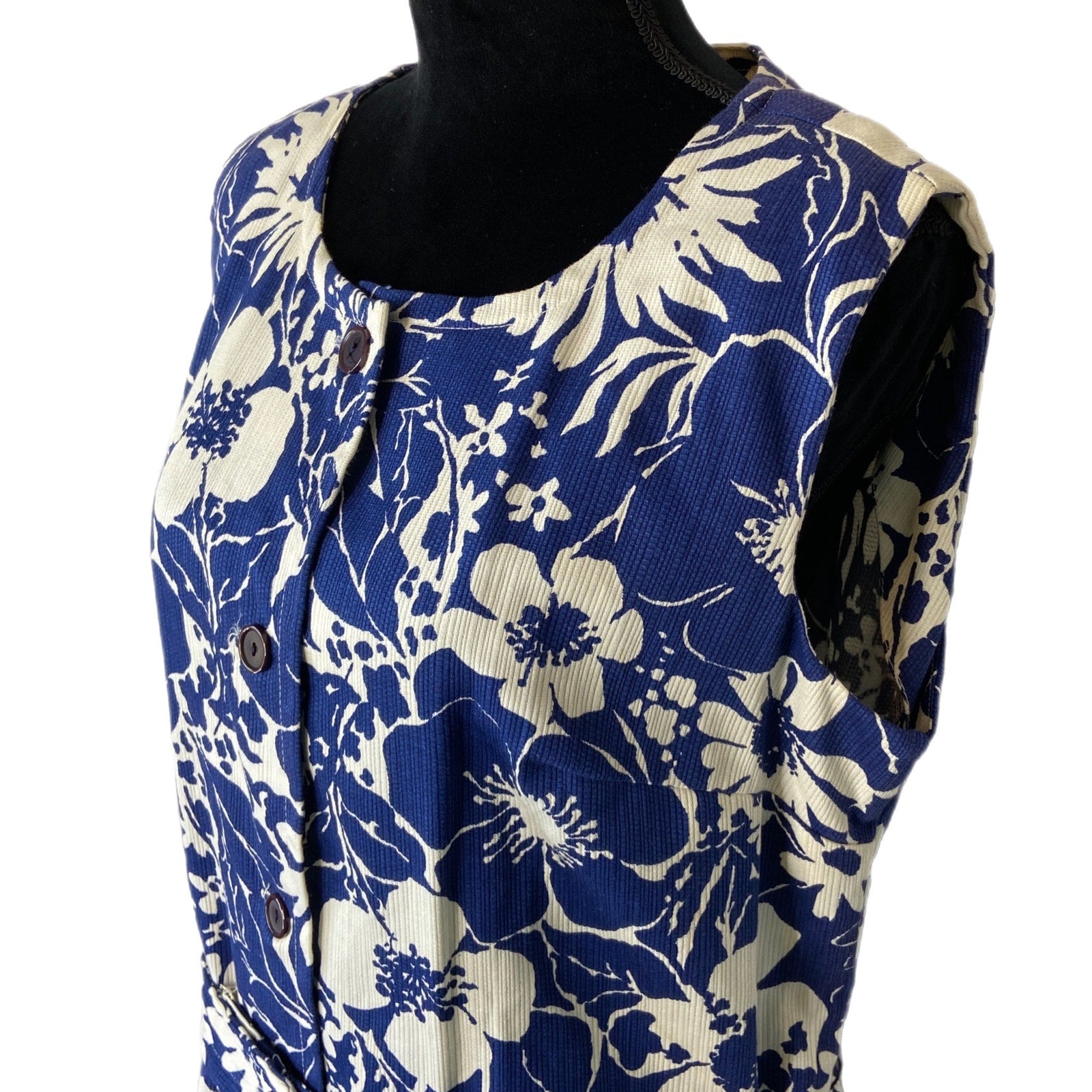 Vintage 60's Pat Perkins Floral Sleeveless Shirt Dress - Women's Plus Size 20.5