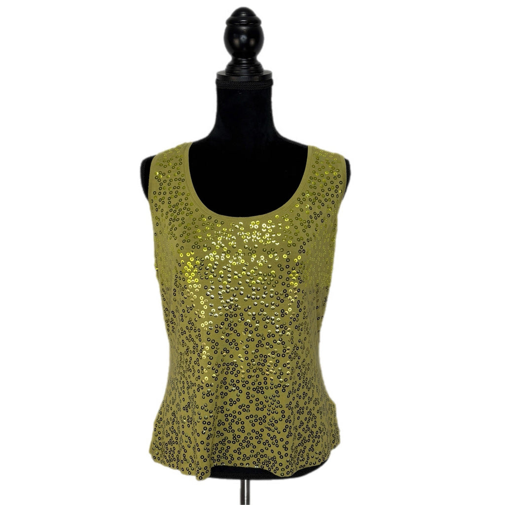 St. John Green Sequin Tank Top - Women's Size L