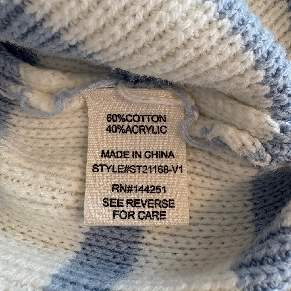 Light Blue White Stripe Gold Button Cardigan - Women's Size XL