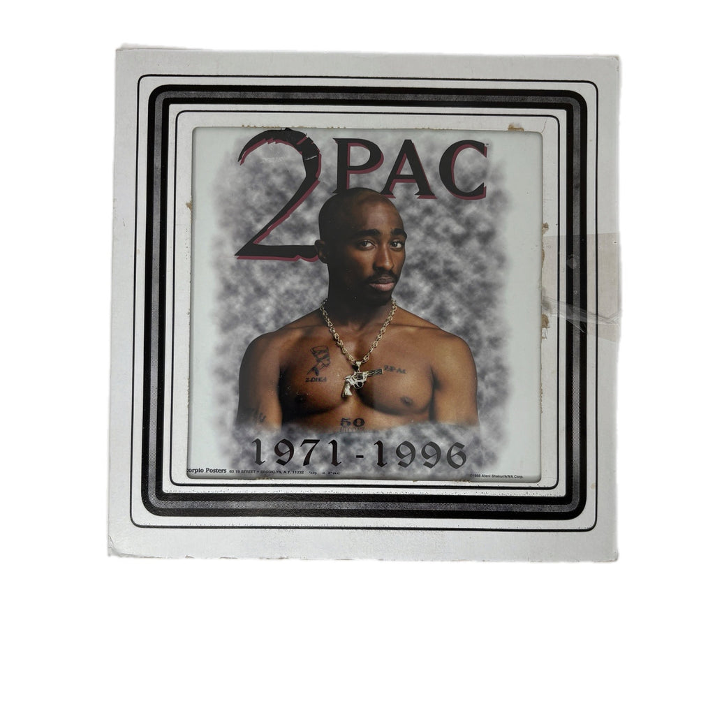 Vintage 2Pac Tupac Carnival Fair Prize 8x8 Glass - Set of 2