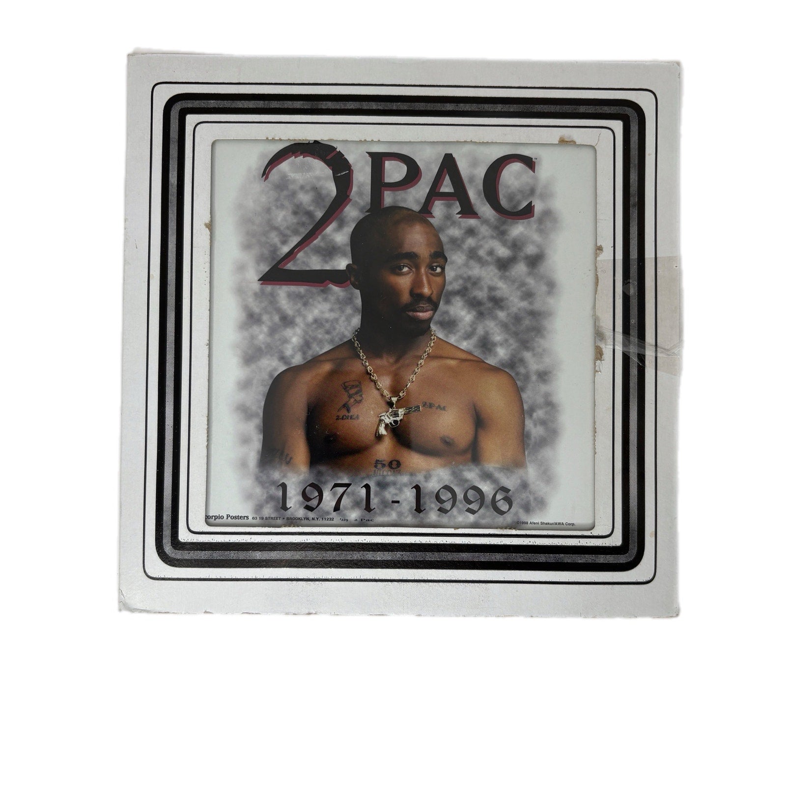 Vintage 2Pac Tupac Carnival Fair Prize 8x8 Glass - Set of 2