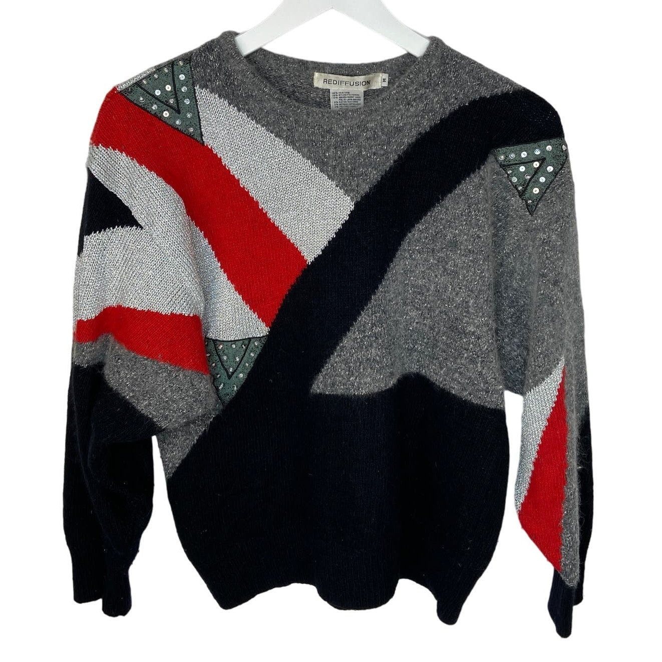 Vintage Silk Blend Embellished Bold Pattern Sweater - Women's Size M