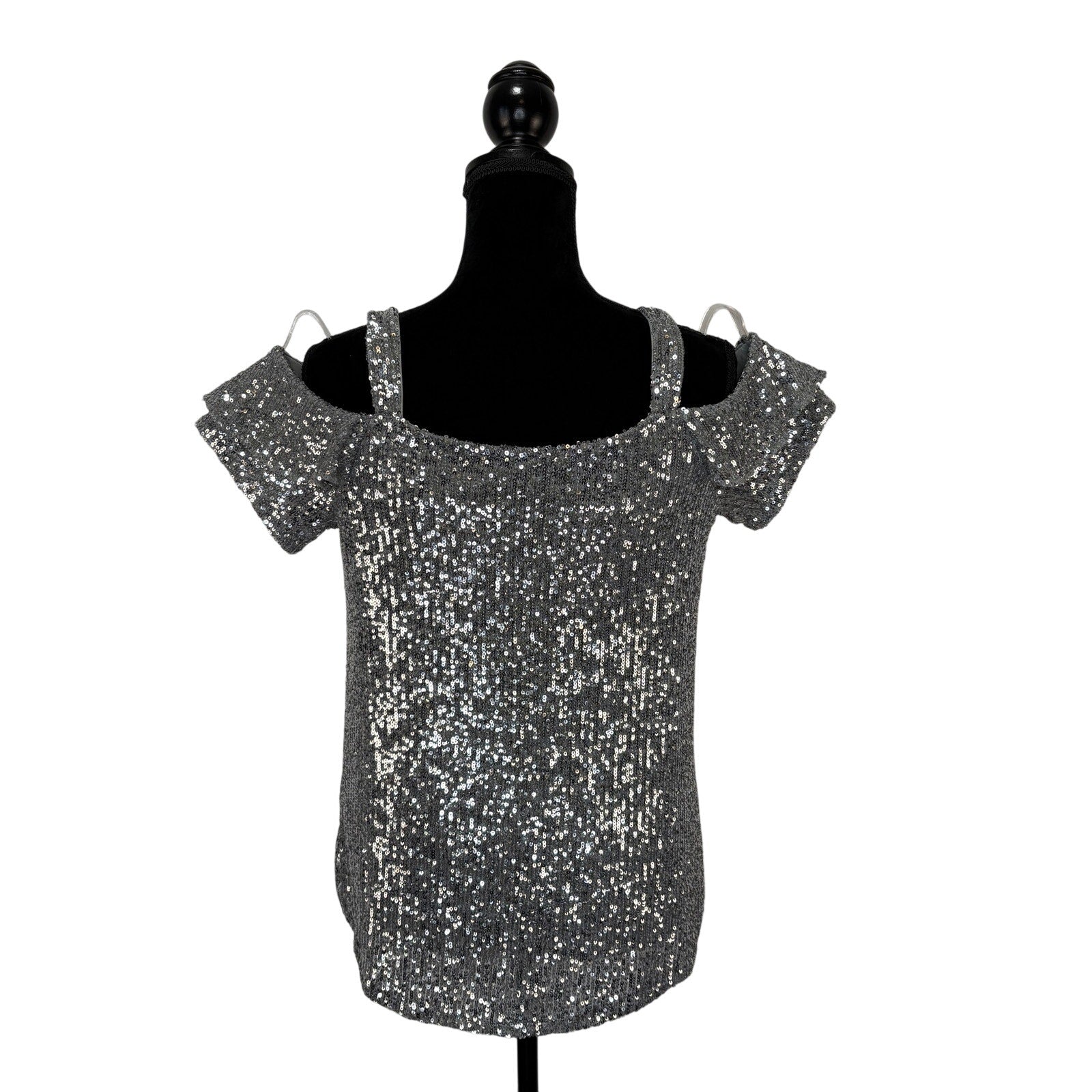 Cable & Gauge Silver Sequins Top - Women's Size M