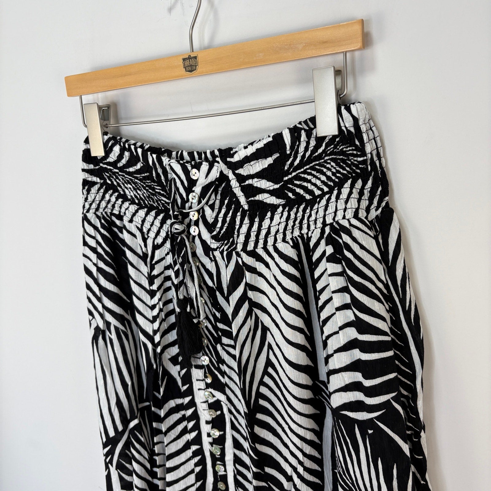 Rachel Zoe Black White Leaves Print Flowy Skirt NWT - Women's Size XL