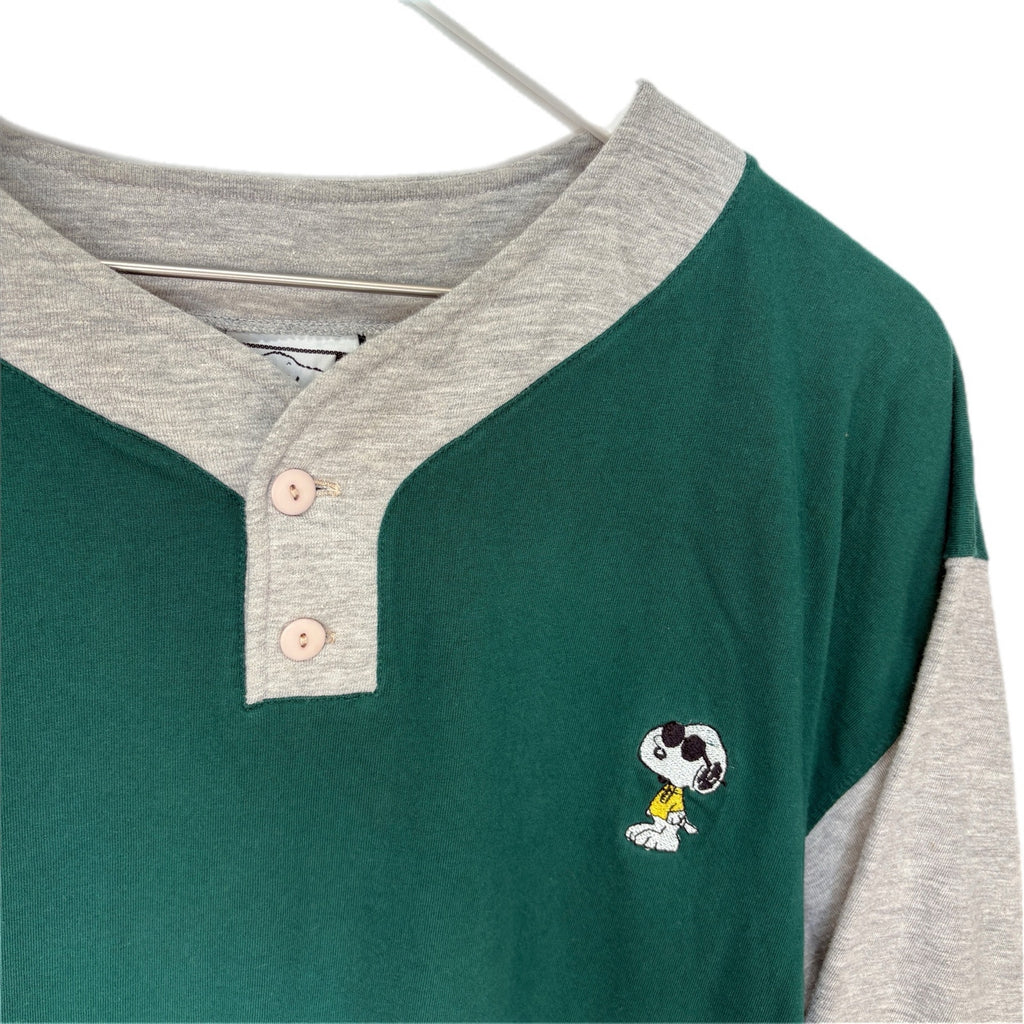 Vintage Snoopy Sunglasses Green Baseball T Shirt - Adult Size L