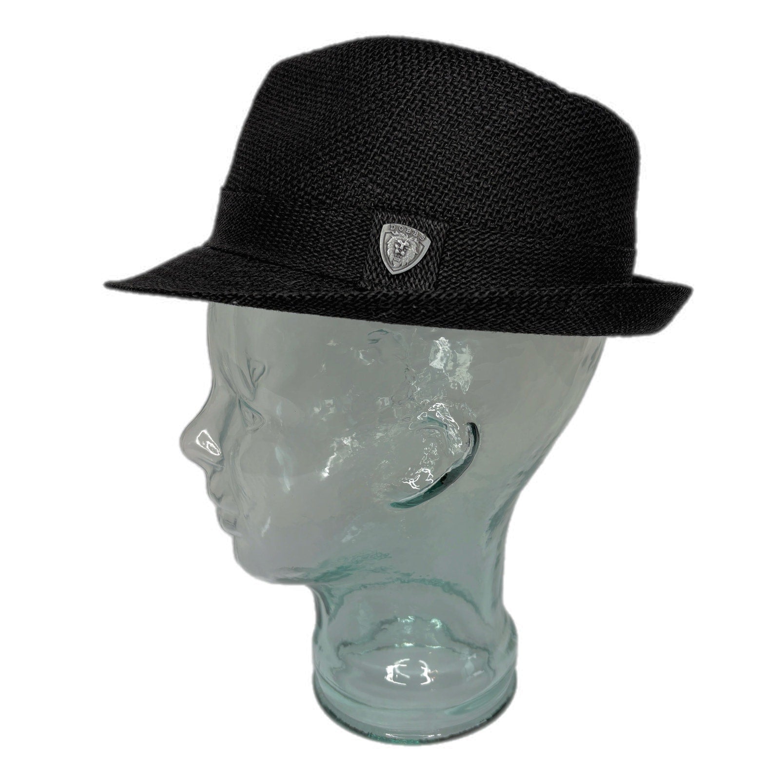 DOBBS Fedora Hat Black Linen Summer Dress Hat Men's Size Small