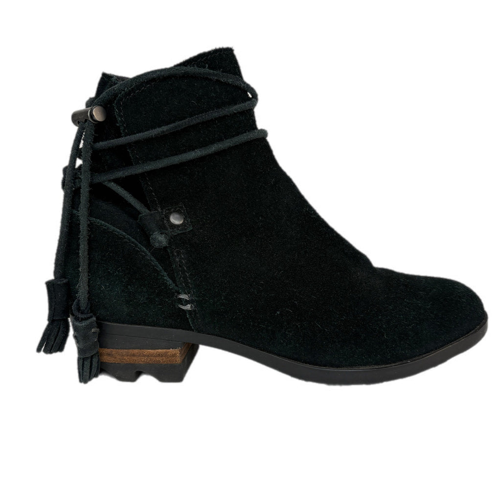 Sorel Farah Black Suede Tassel Booties - Women's Size 7.5