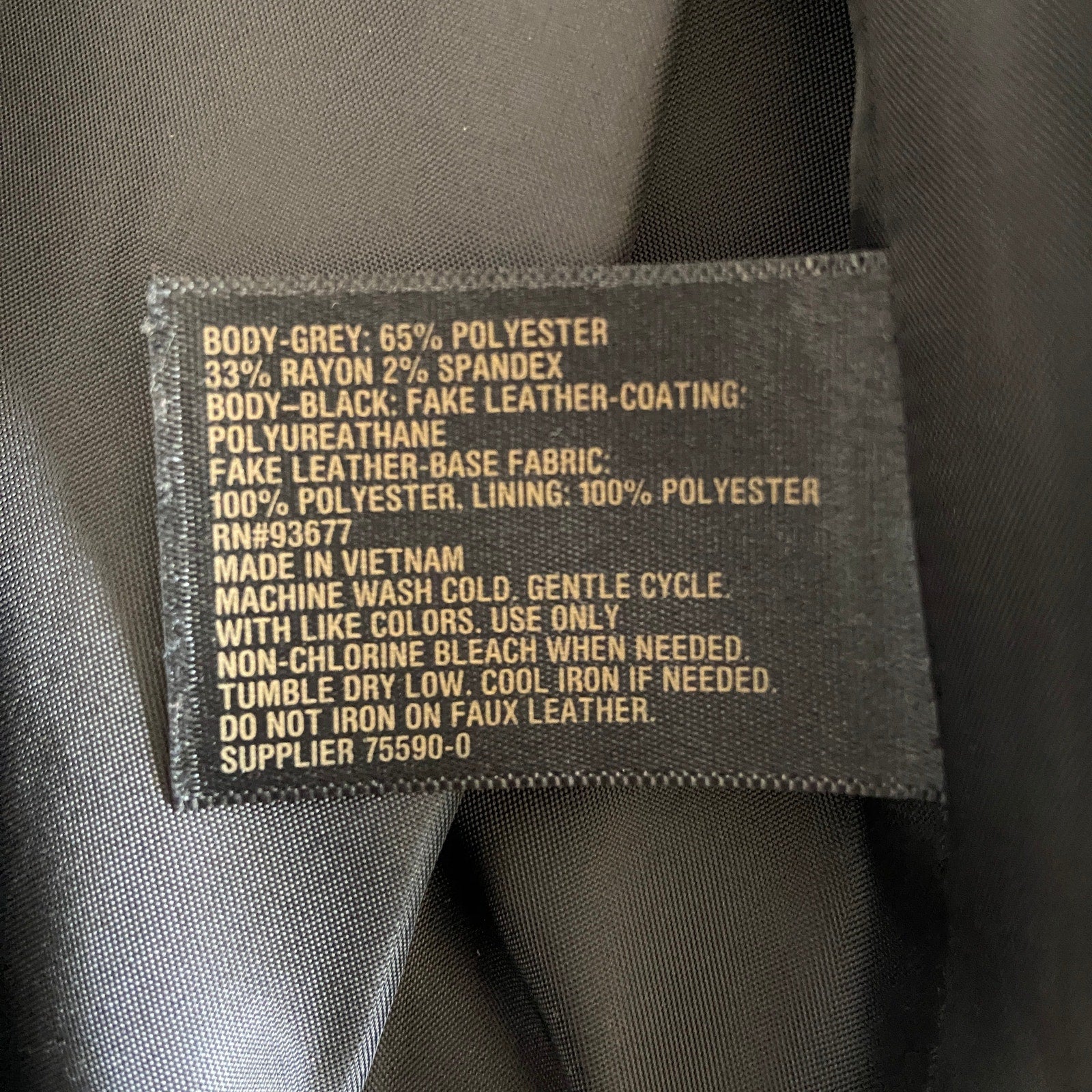 Faux Leather Birds Eye Pattern Collarless Blazer - Women's Size 12