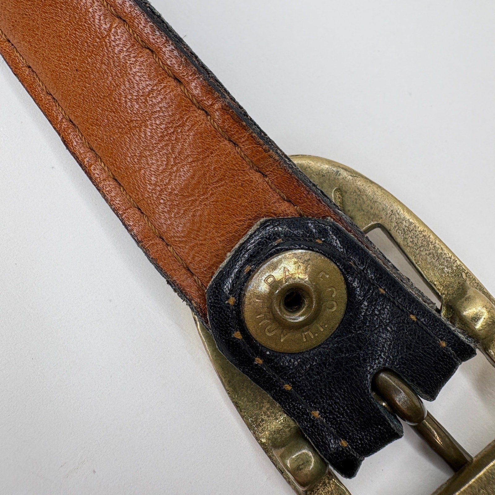 Vintage Rauf Co. Solid Brass Belt Buckle Leather Belt - Women's M