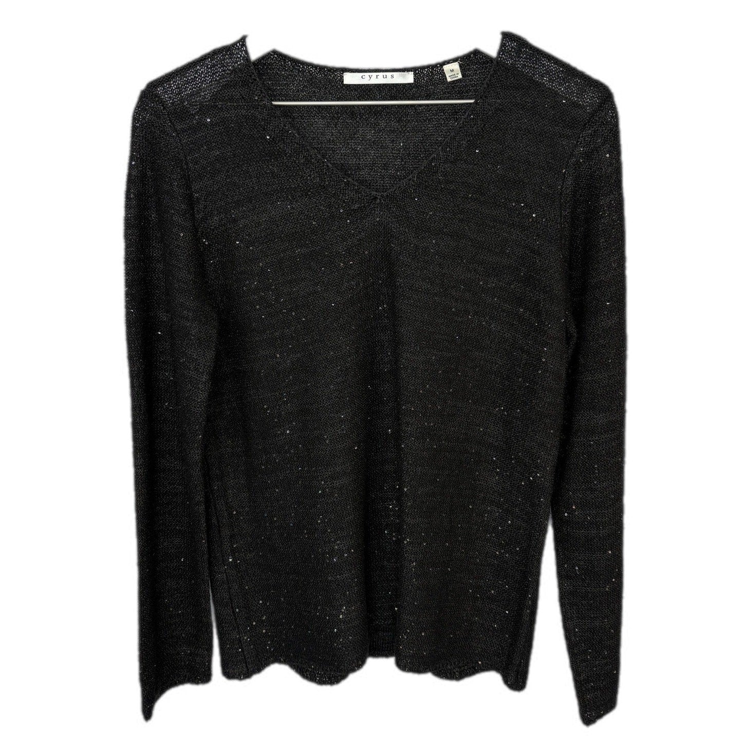 Cyrus Black Sequin Lightweight Sweater - Women's Size M