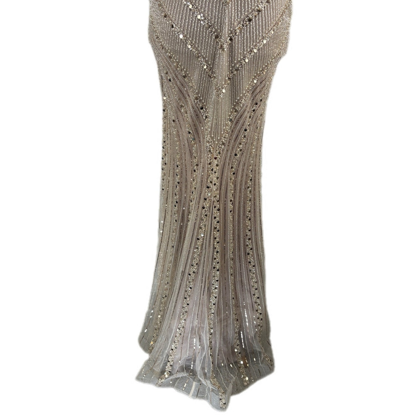 Ladivine Strapless Fitted Beaded Gown in Champagne CD0216 - Women's Size 4