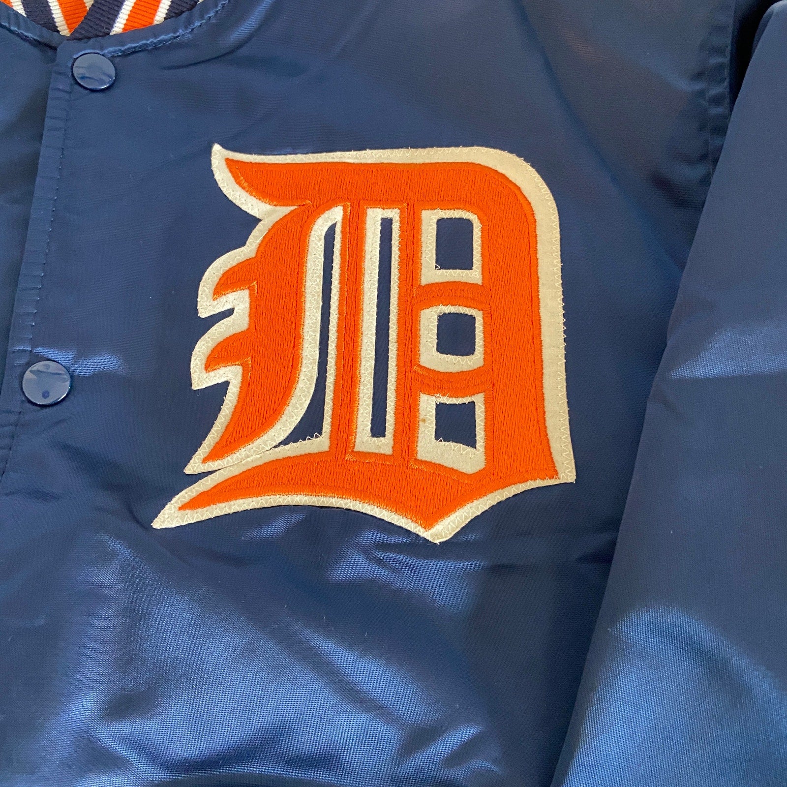 Vintage Starter Detroit Tigers Satin Bomber Jacket - Men's Size L