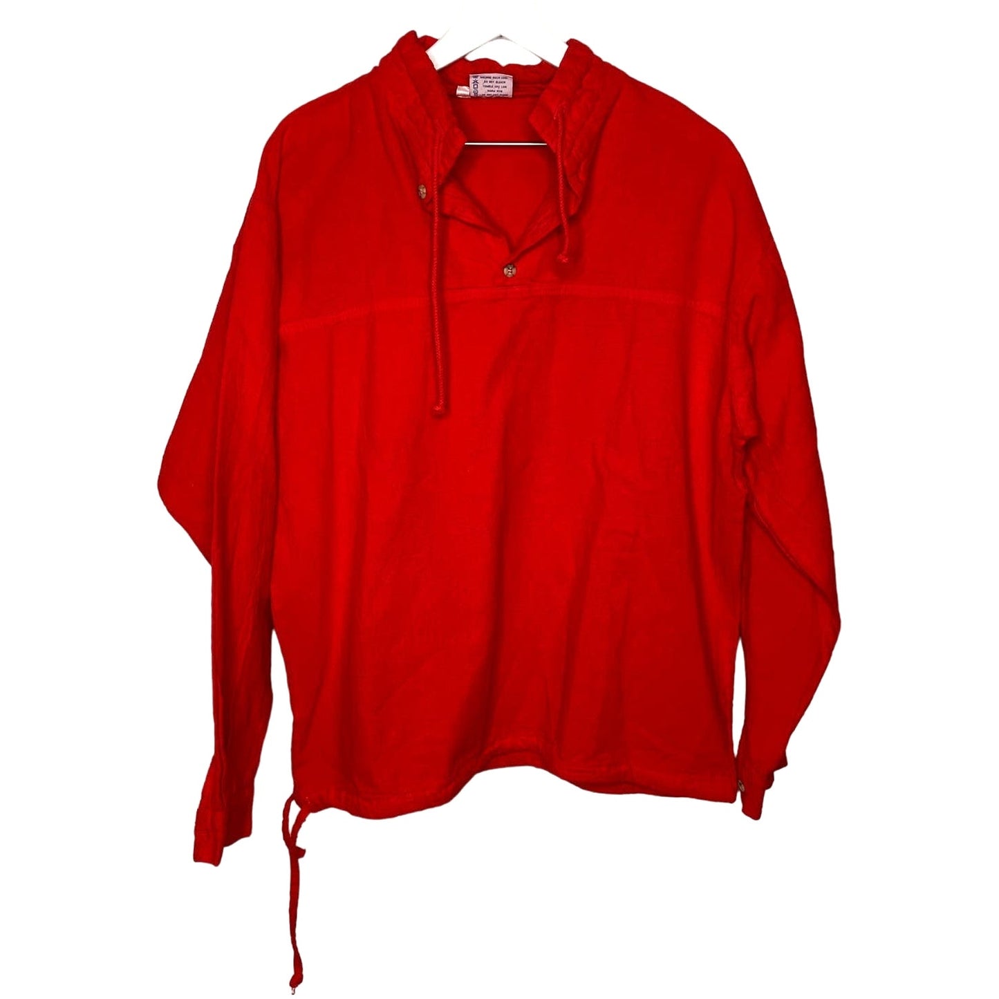 American Vintage Red Oversized Pullover Long Sleeve Henley Shirt - Women's S