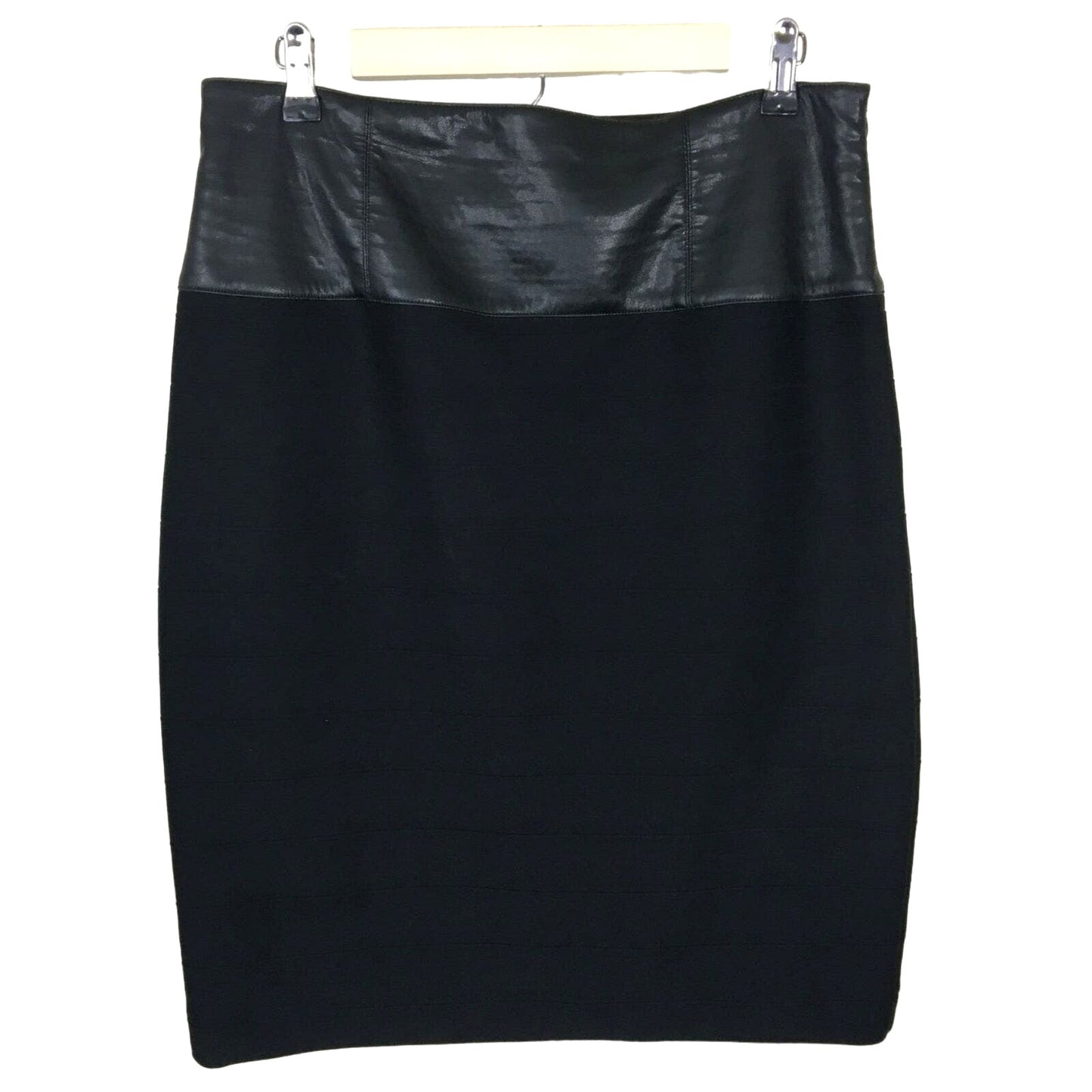 Joseph Ribkoff Faux Leather Trim Ribbed Skirt - Women's 12