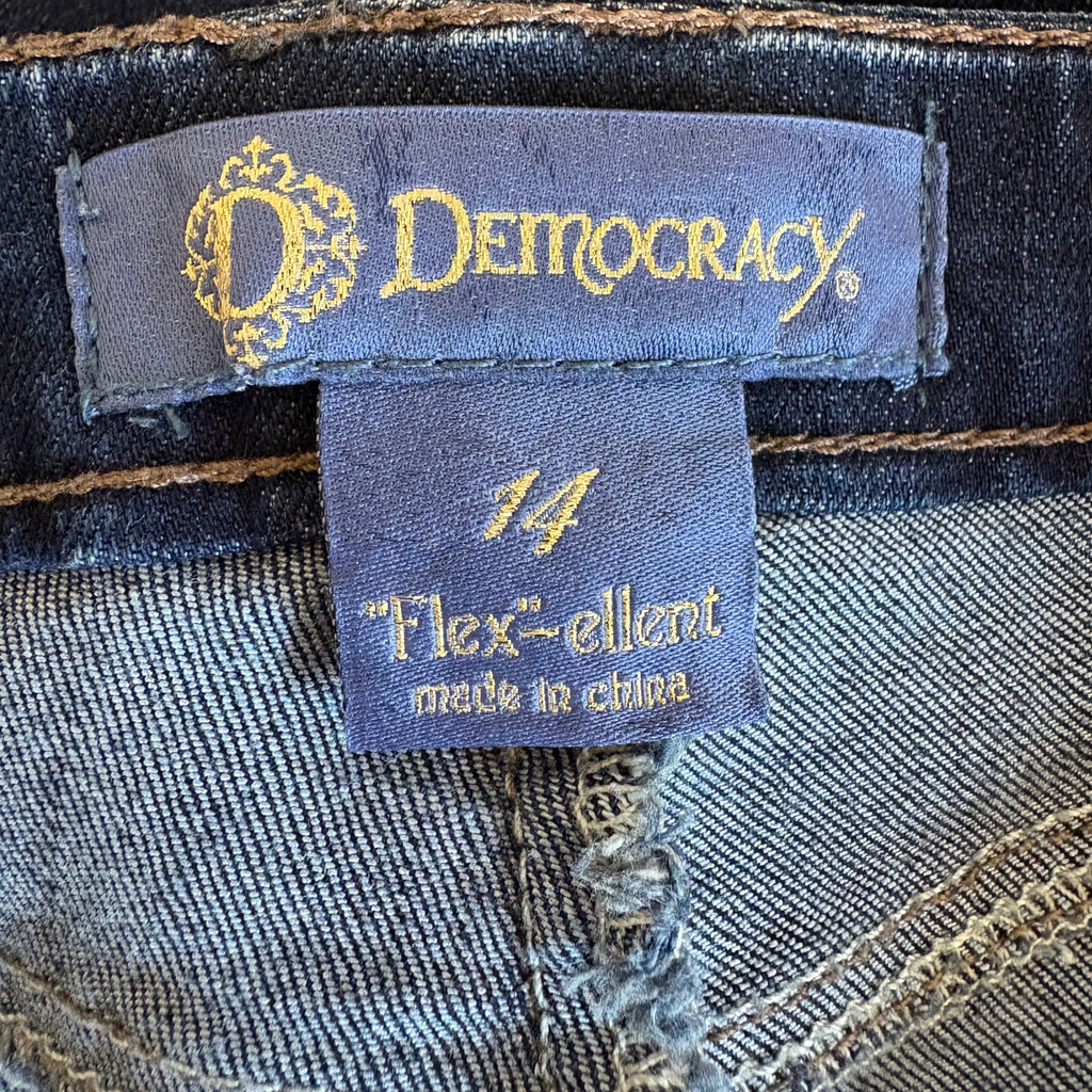 Democracy Flex-ellent Raw Hem Dark Wash Jeans - Women's Size 14