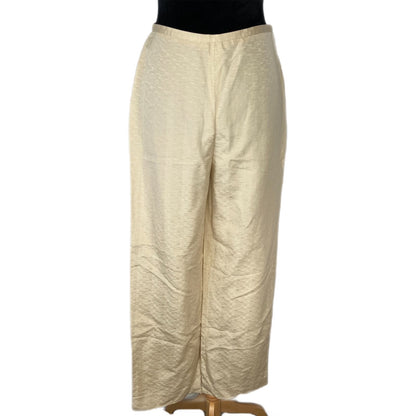 Y2K Silk Linen Blend Textured Patterned Wide Leg Pants - Women's Size 4