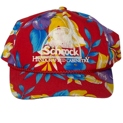 Vintage Red Floral Hawaiian Vibes Snapback Trucker Hat