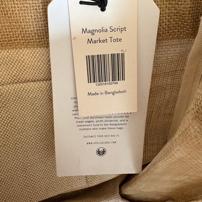 Magnolia Apolis Global Citizen Script Market Tote NWT