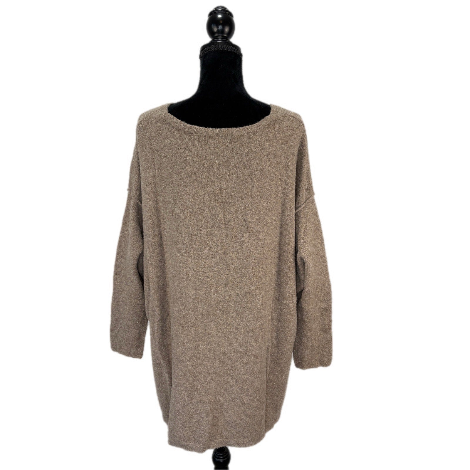 Free People Sandy Brown V Neck Oversized Sweater - Women's Size Large