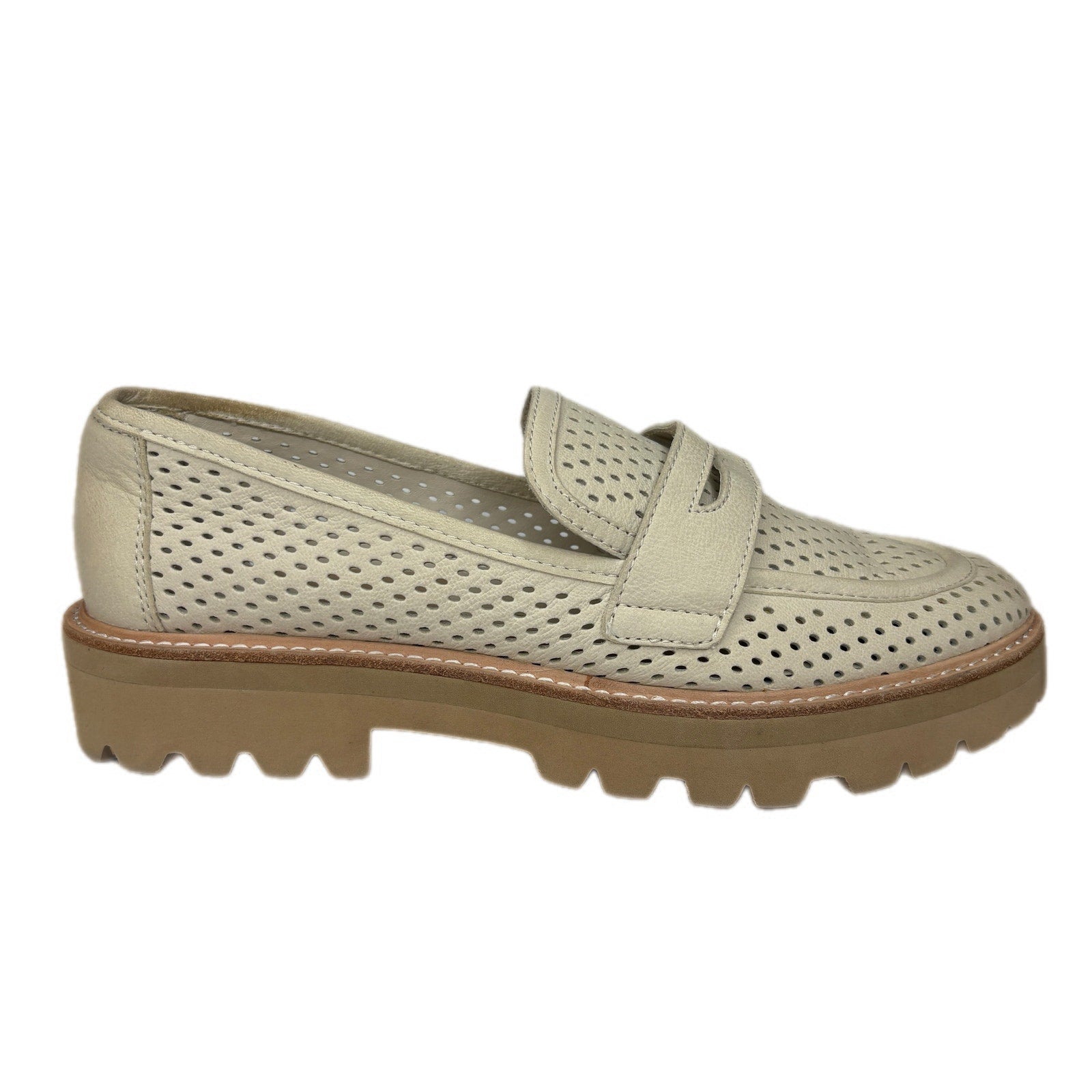 Dolce Vita Malila Perforated Chunky Loafers in Ivory - Women's Size 10