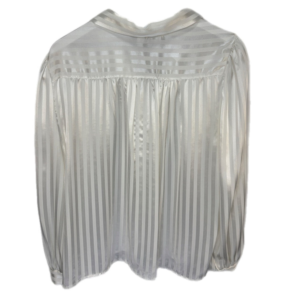 Vintage White Stripe Button Front Blouse - Women's Size 18