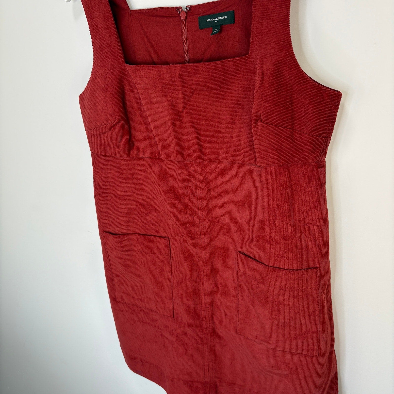 Banana Republic Red-Orange Corduroy Jumper Dress - Women's Size L