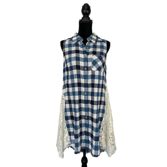 a'reve Lace Plaid Western Vibes Sleeveless Shirt Dress - Women's M