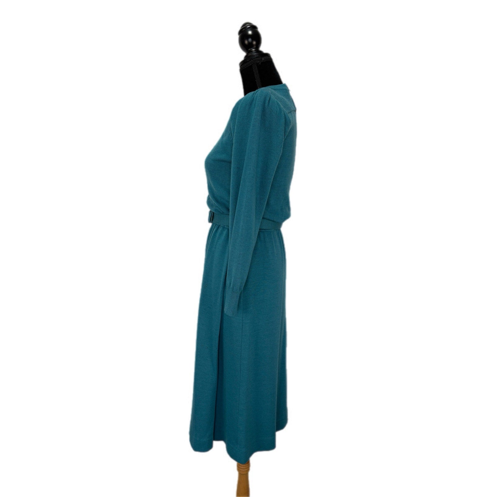 Vintage Wool Teal Knit Dress - Women's Size 4