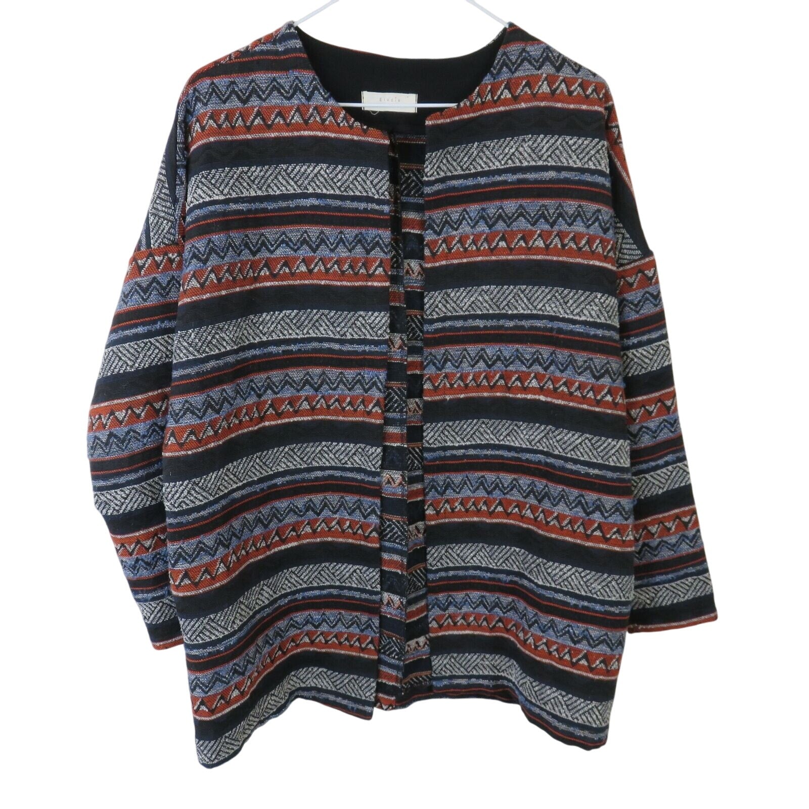 Elodie Woven Tapestry Open Front Cardigan Jacket - Women's L