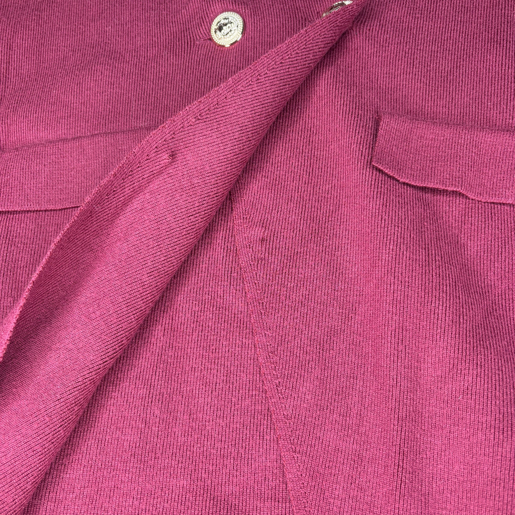 Eva & Paige Burgundy Knit Double Breasted Gold Button Top - Women's Size L