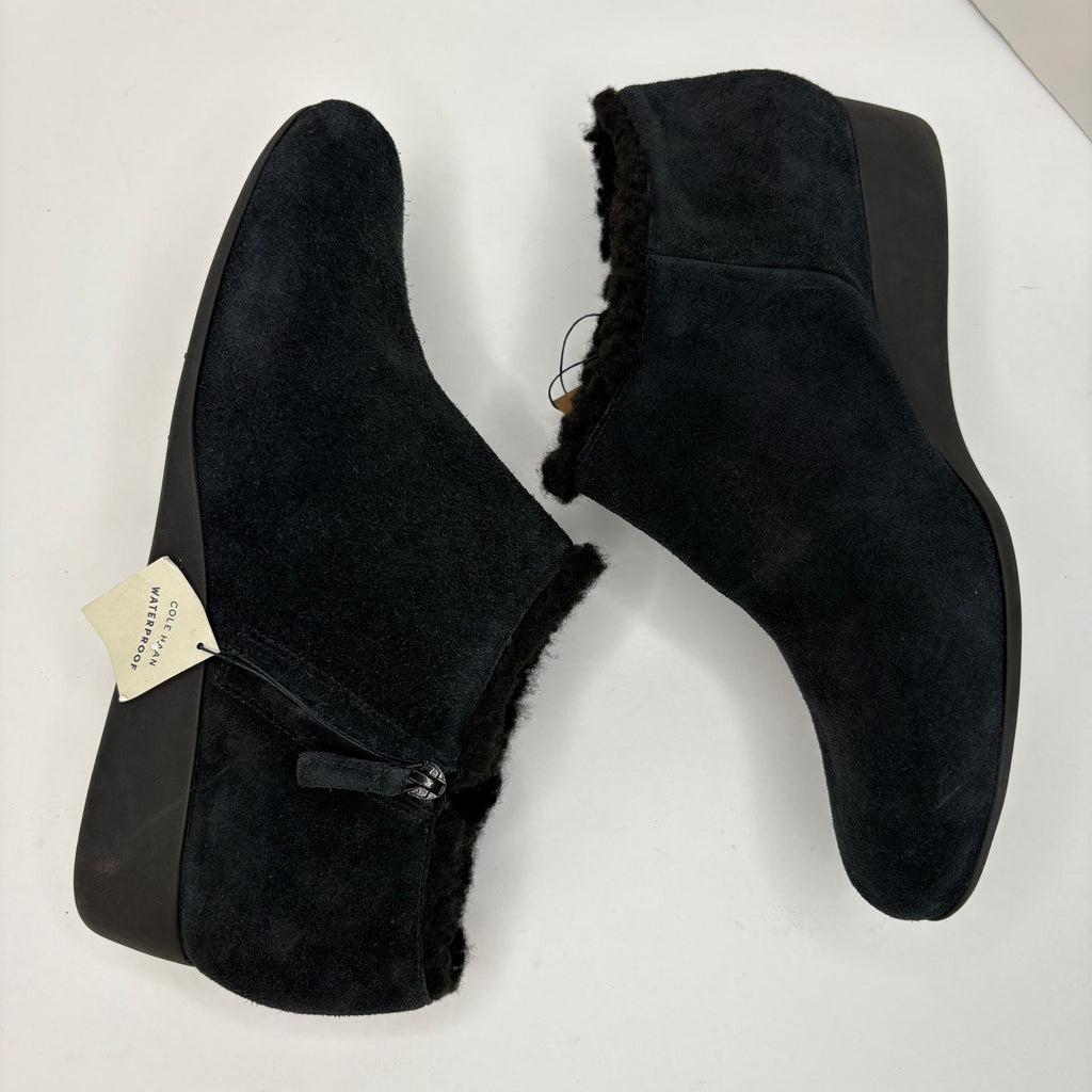 Cole Haan Faux Fur Lined Waterproof Ankle Wedge Booties - Women's Size 10B