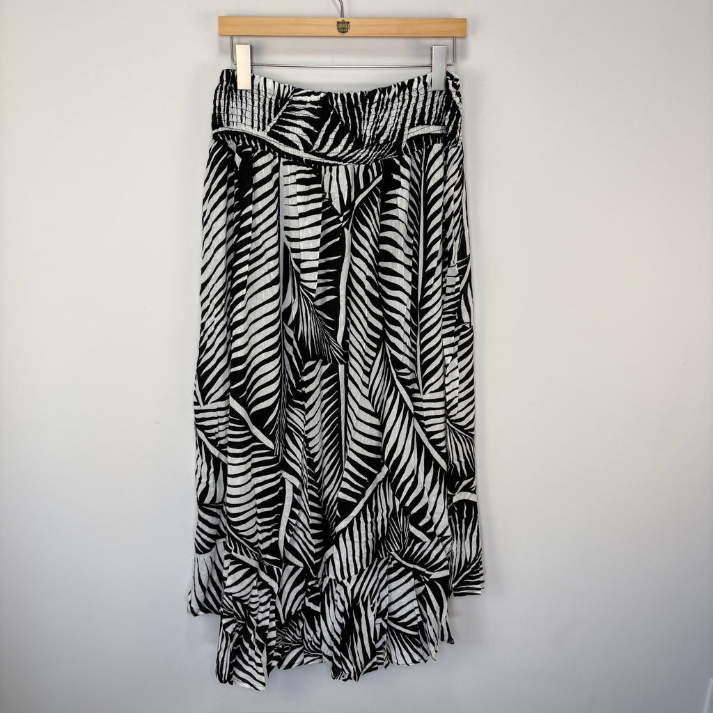 Rachel Zoe Black White Leaves Print Flowy Skirt NWT - Women's Size XL