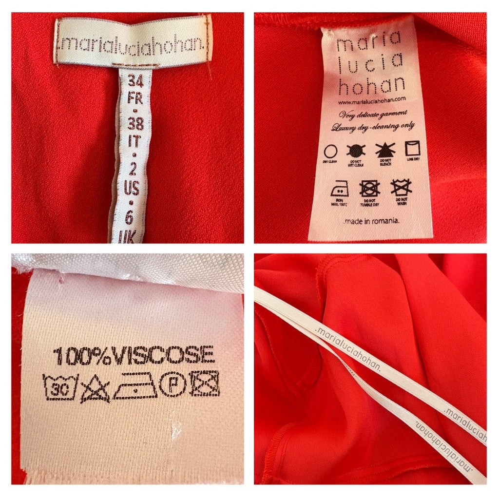 Maria Lucia Hohan Red Ruffle Wrap Dress - Women's Size 2