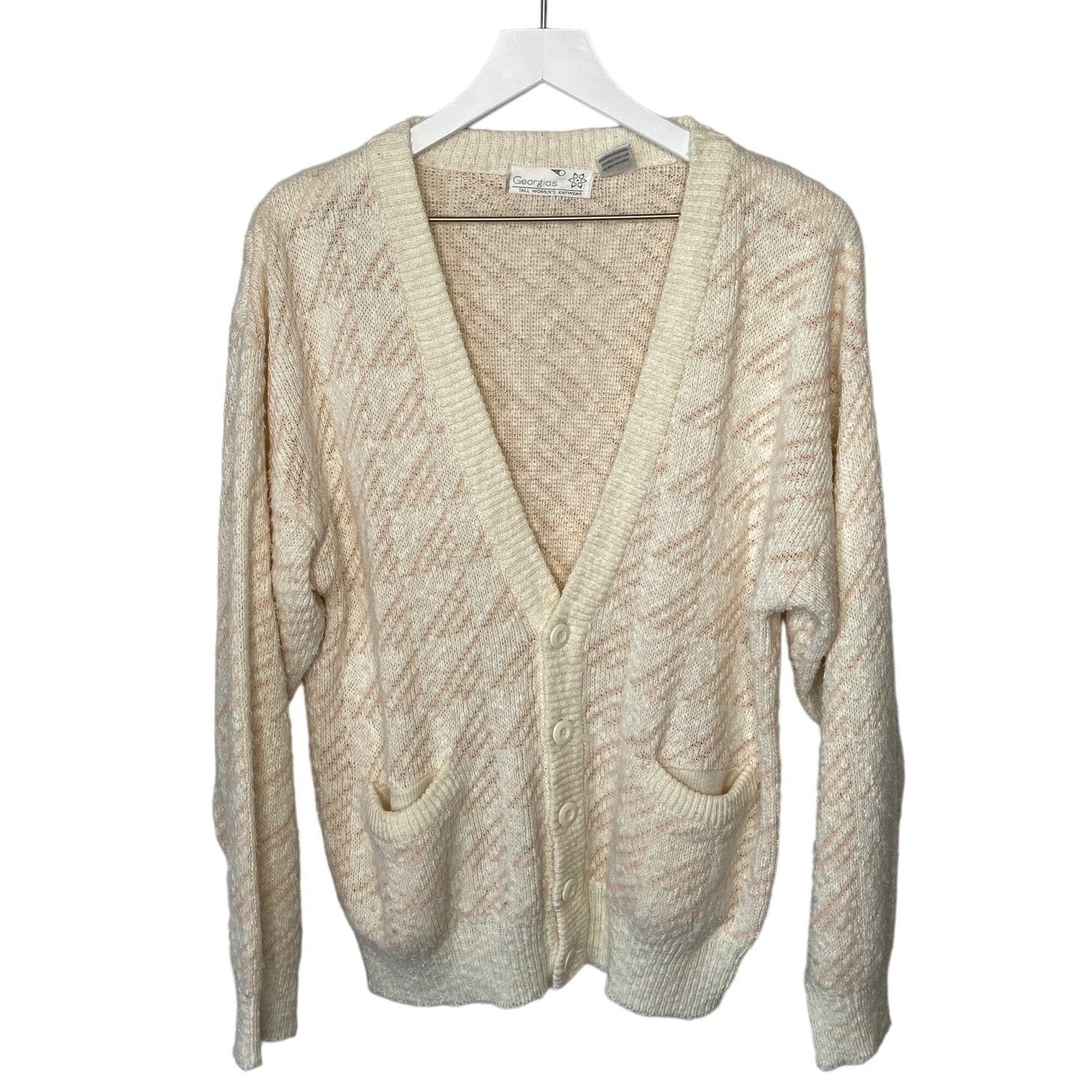 Vintage Oversized Pink Textured Granny Cardigan - Women's Size S