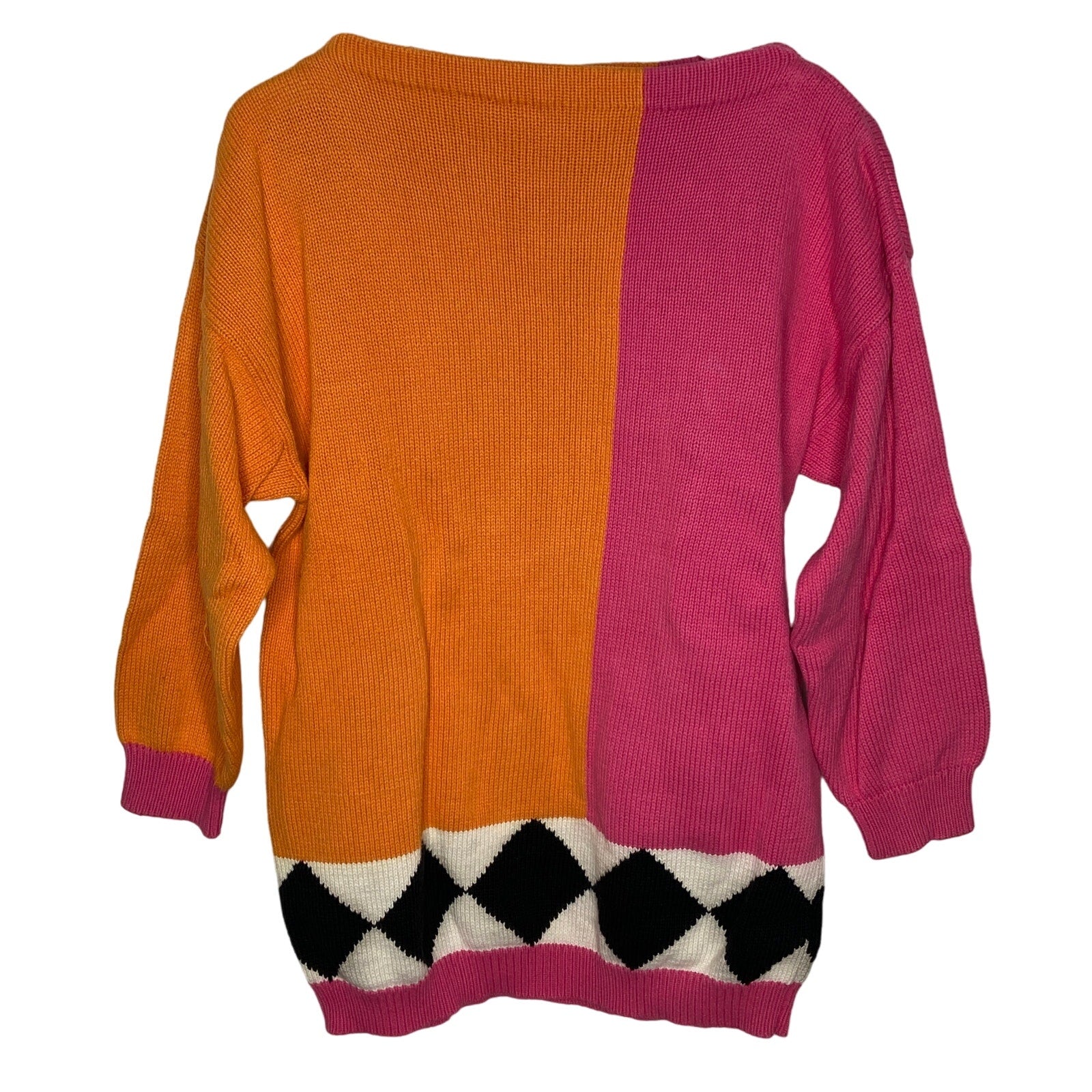 Vintage Colorblock Long Cotton Sweater - Women's Size M