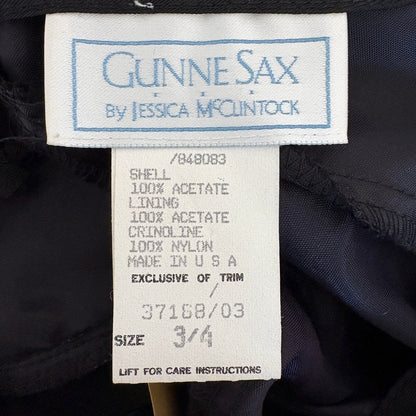 Gunne Sax Jessica McClintock Taffeta Polka Dot Big Bow Formal Dress - Size 3/4