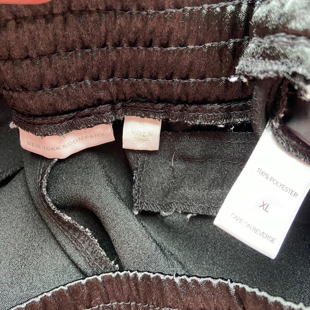 New York & Company Silky Feel Black Joggers - Women's Size XL