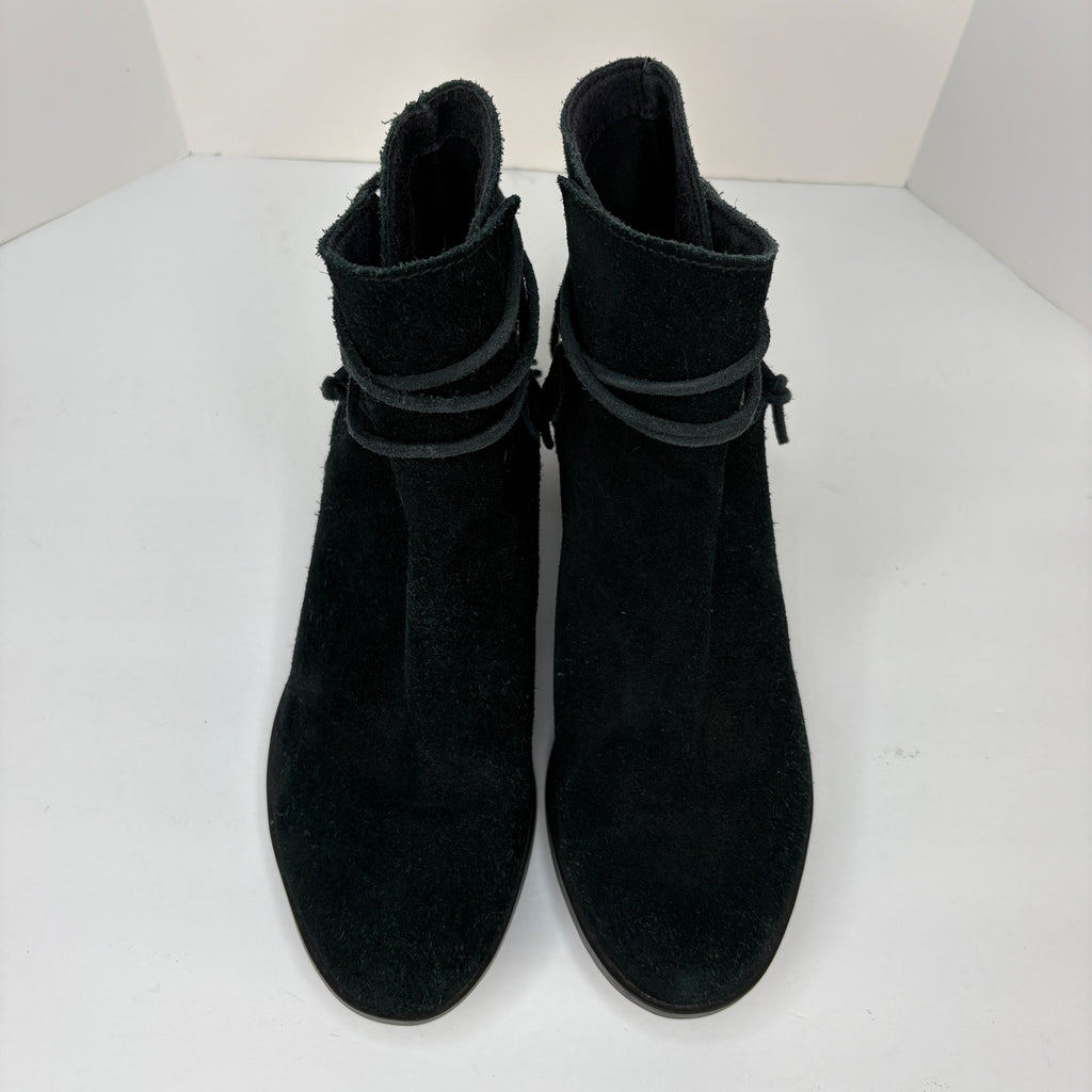 Sorel Farah Black Suede Tassel Booties - Women's Size 7.5