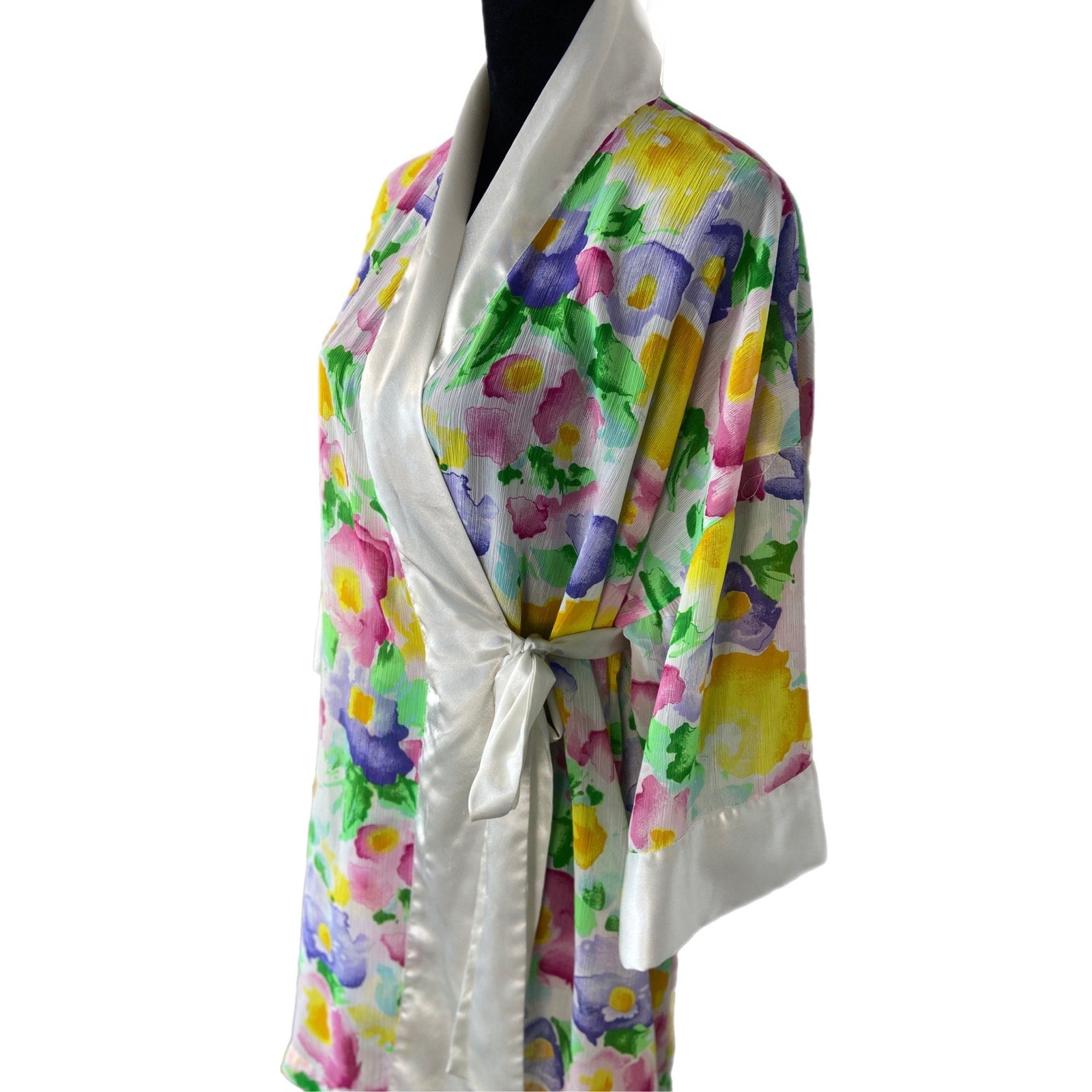 Vintage Victoria's Secret Gold Label Watercolor Floral Sheer Kimono Robe - Women