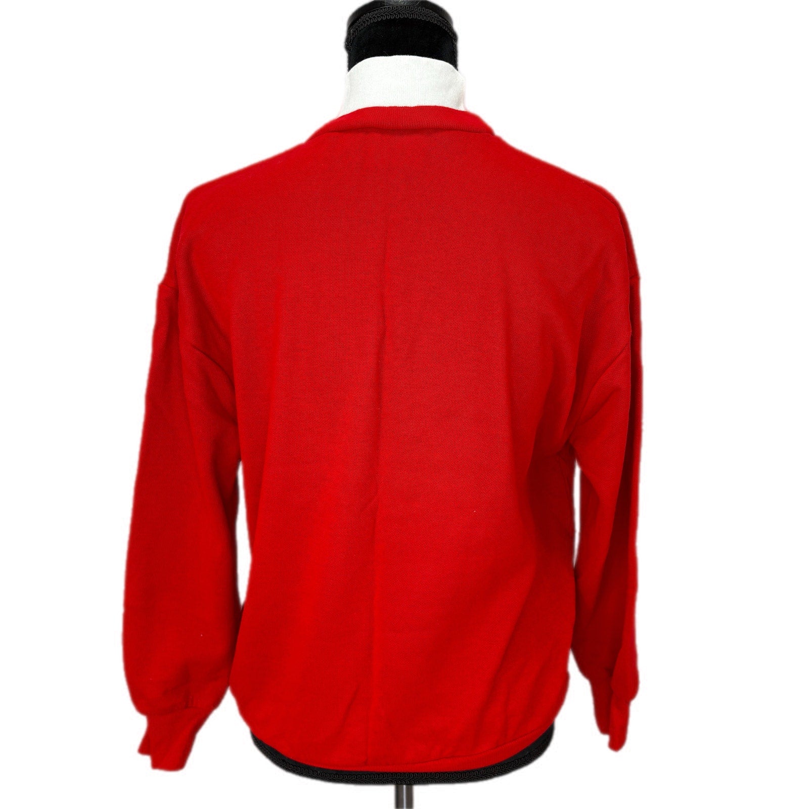 Vintage Cute Kittens Snow Skiing USA Made Mock Neck Sweatshirt - Women's Size S