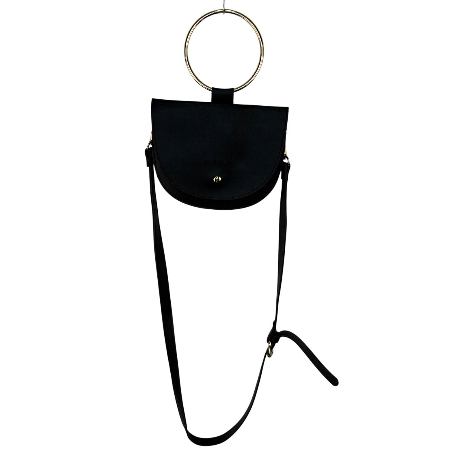 Melie Bianco Felix Ring Black Vegan Leather Crossbody